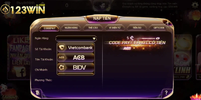 Hướng dẫn nạp tiền 0123WIN cho người mới